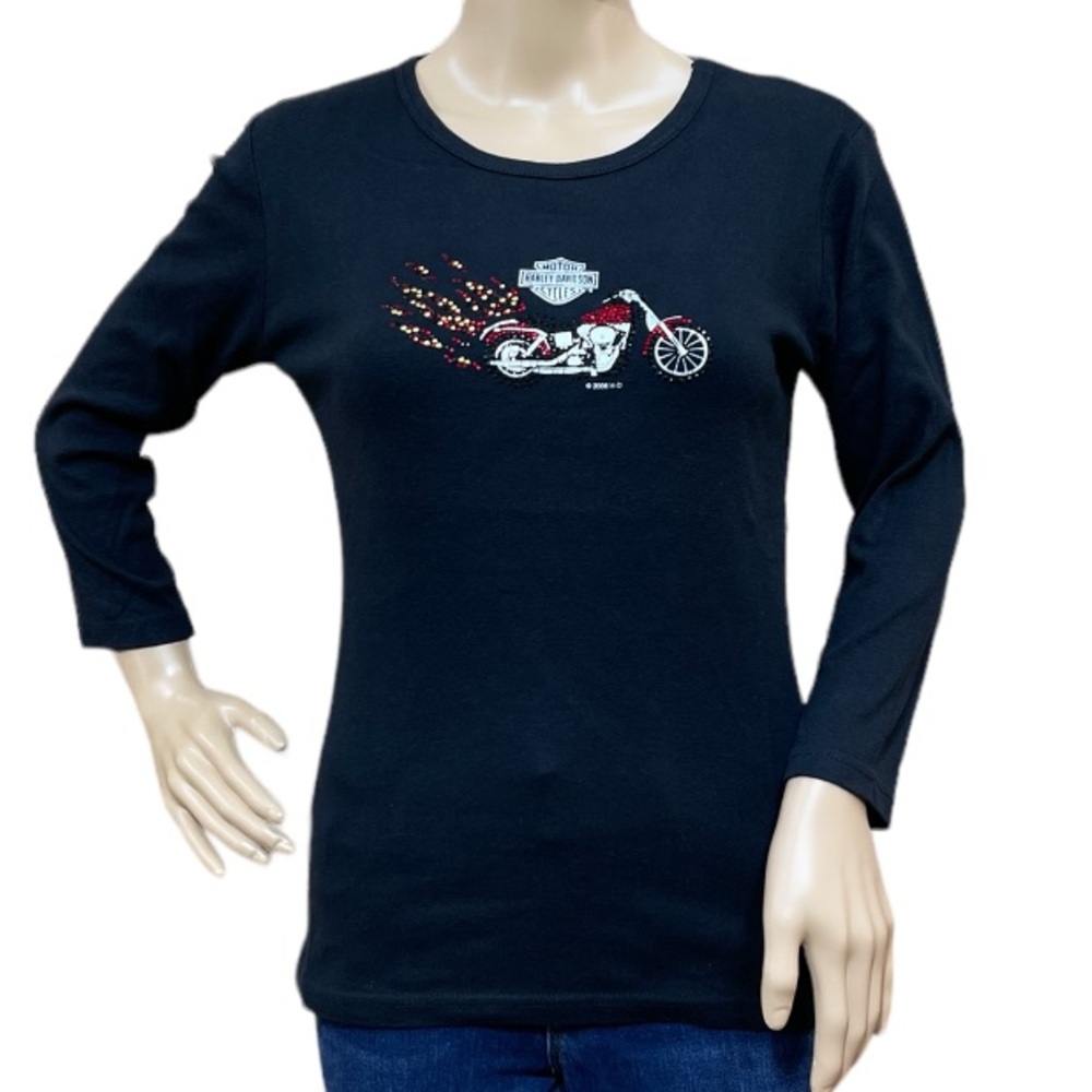 HARLEY-DAVIDSON 3/4 Sleeve Women’s Black Tee Shirt Size Medium
